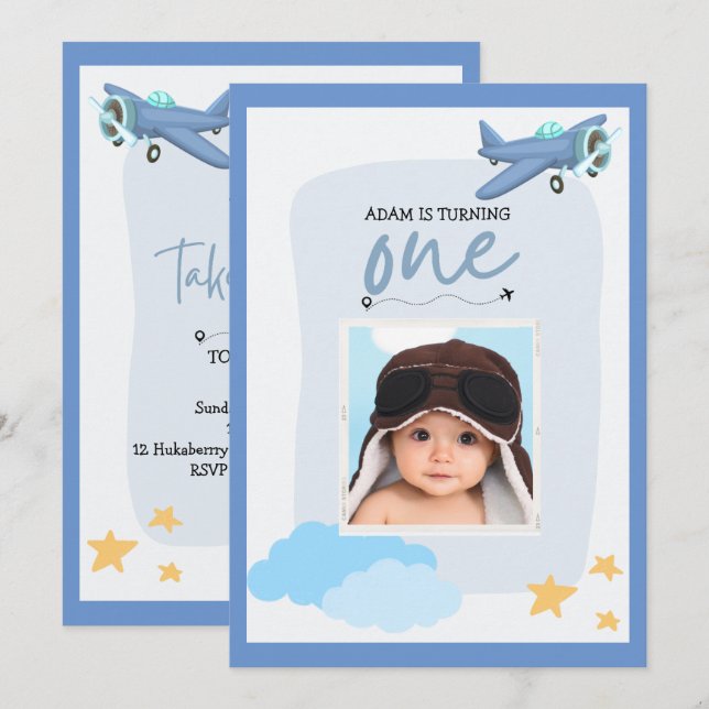 1st Birthday Pilot Invitation (Front/Back)