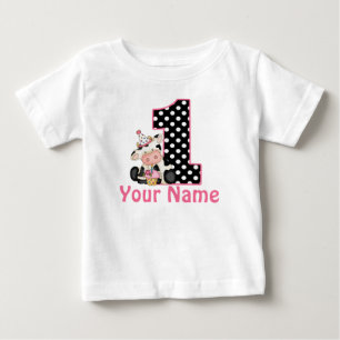 1st Birthday Pink Cow Personalised Shirt