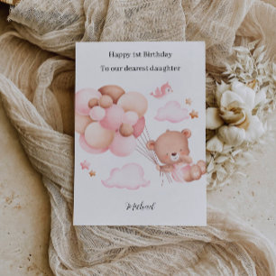 1st Birthday Pink Teddy Bear Invitation