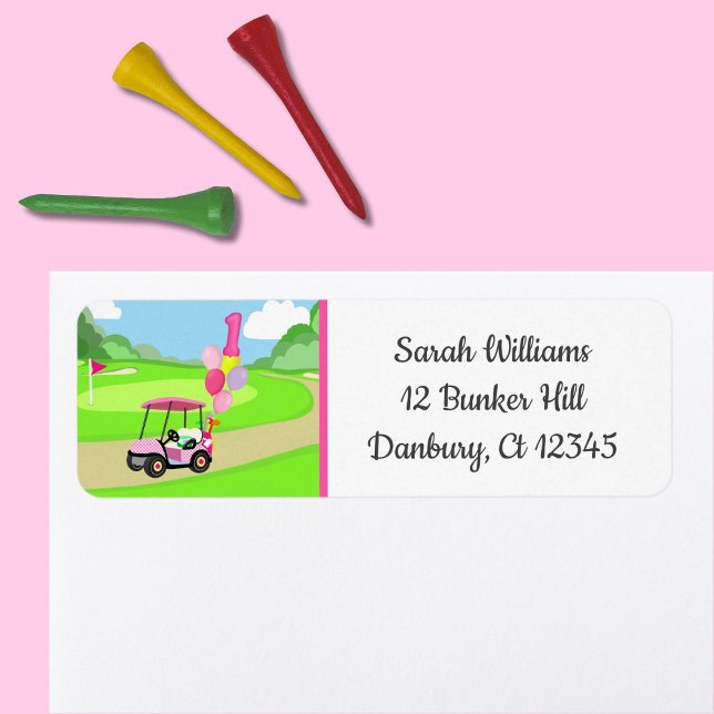  1st Birthday Polka Dot Pink Girly Golf Return (Creator Uploaded)