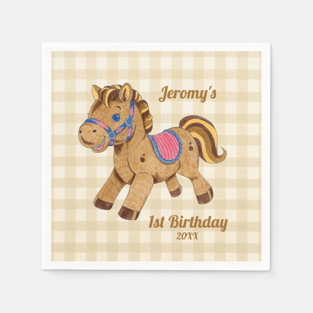 1st Birthday Pony Napkin (Front)