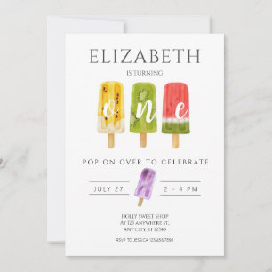 1st Birthday popsicle ice cream birthday party Invitation