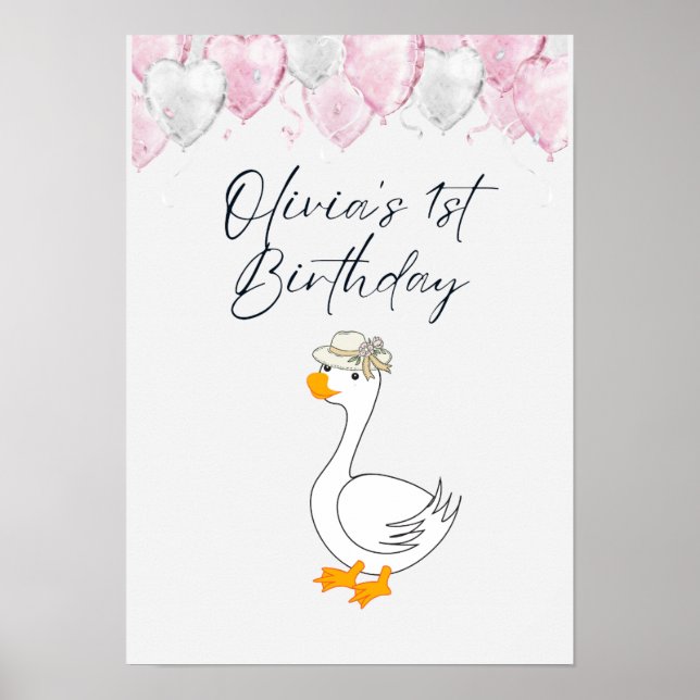 1st Birthday Poster with Name  (Front)