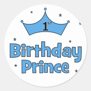 1st Birthday Prince Classic Round Sticker