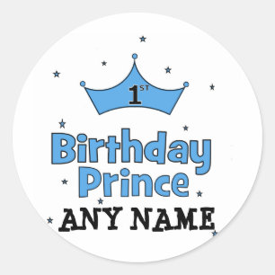 1st Birthday Prince Classic Round Sticker