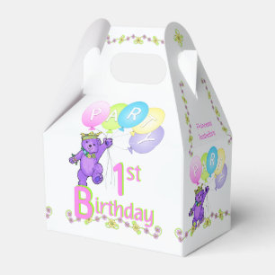 1st Birthday Princess Bear Custom Favour Box