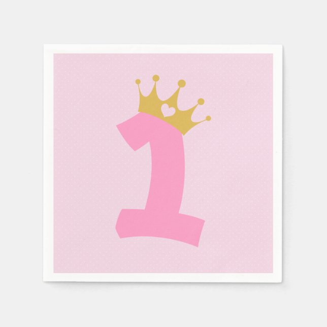 1st Birthday Princess Crown  Napkin (Front)