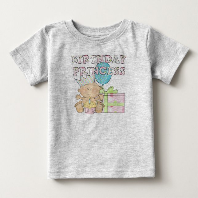 1st Birthday Princess With Crown Tshirts (Front)
