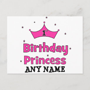1st Birthday Princess!  with pink crown Postcard