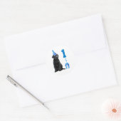 1st Birthday Puppy Theme- Cute Dog Blue Boy Pawty Classic Round Sticker (Envelope)