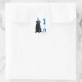 1st Birthday Puppy Theme- Cute Dog Blue Boy Pawty Classic Round Sticker (Bag)