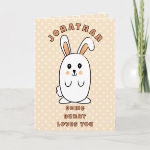 1st Birthday Rabbit Cartoon Some Bunny Loves You Card