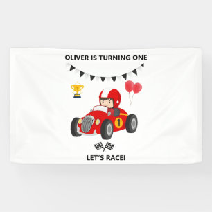1st Birthday Race Car Banner Editable