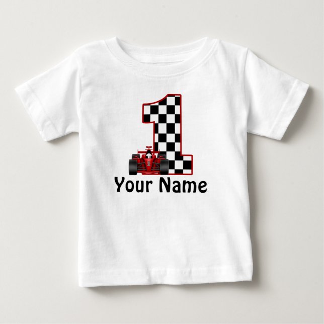 1st Birthday Race Car Personalised Shirt (Front)