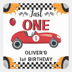 1st Birthday Racing Car Favour Sticker