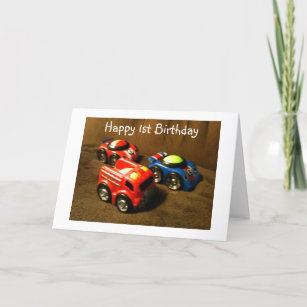 1st BIRTHDAY - RACING CAR GREETING Card