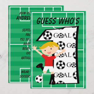 1st Birthday Red and White Soccer Goal Invitation