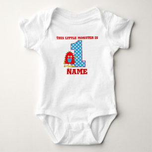 1st Birthday Red Monster Personalised T-shirt Baby Bodysuit