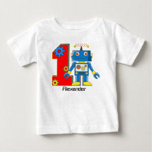 1st Birthday Robot Custom Baby T-Shirt