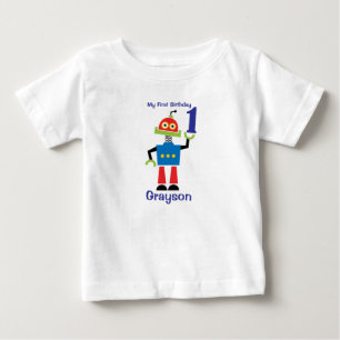 1st Birthday Robot Tshirt