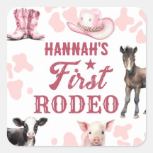1st Birthday Rodeo Pink Sticker