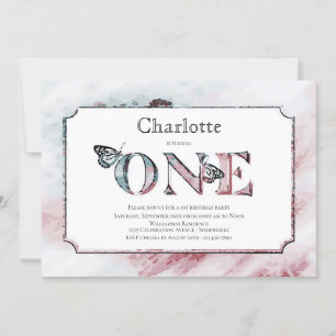 1st Birthday Rustic Terracotta Grey Party Invitation
