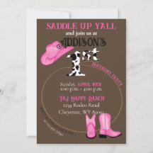 1st Birthday Saddle Up Cowgirl Boots Hat and Lasso