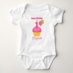 1st Birthday Shirt Pink Cupcake