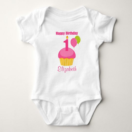 1st Birthday Shirt Pink Cupcake