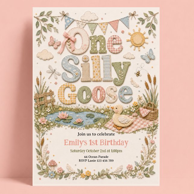 1st Birthday Silly Goose Invitation (Creator Uploaded)