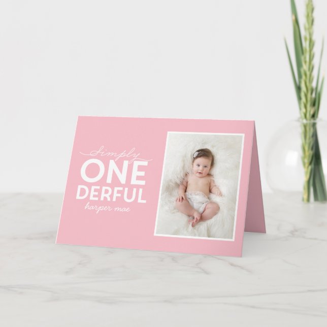 1st birthday simple onederful colourful typography card (Front)