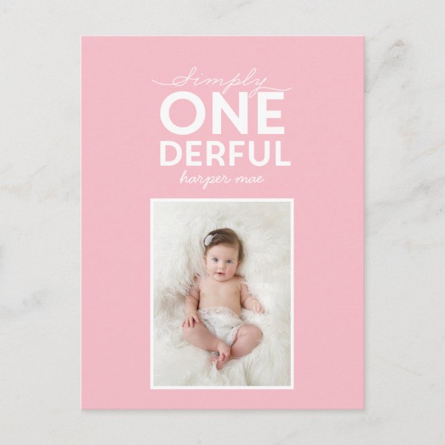 1st birthday simple onederful colourful typography postcard (Front)