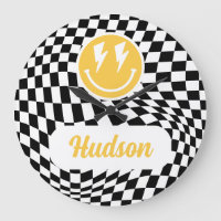 1st birthday smile face retro black white groovy