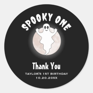 1st Birthday Spooky One Fun First Halloween Ghost Classic Round Sticker