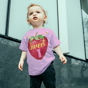1st birthday Strawberry baby top first 1 year old