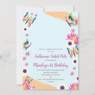 1st Birthday Sukhmani Sahib path invitation