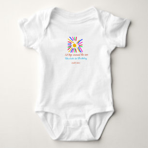 1st Birthday sun trip add name colourful sun date Baby Bodysuit
