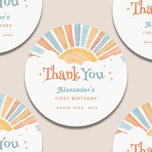 1st Birthday Sunhsine Thank You Classic Round Sticker