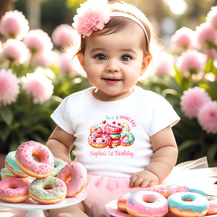 1st Birthday Sweet One Cute Doughnut Girl Name Baby T-Shirt