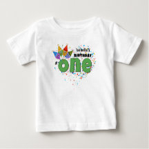 1st Birthday T-Shirt with Party Hats and Confetti