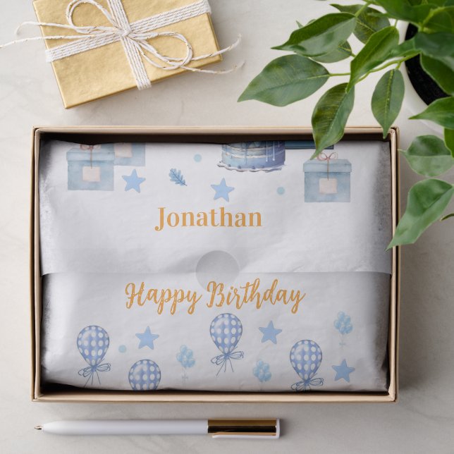 1st. Birthday Teddy Bear Blue Tissue Paper (Gift)