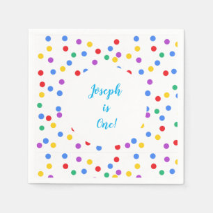 1st Birthday Template Colourful Confetti Dots Napkin