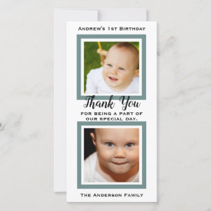1st Birthday Thank You Photo Card