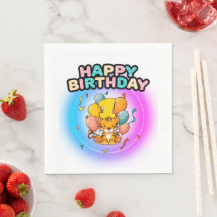 1st Birthday tiger Children's Birthday Party Napkin