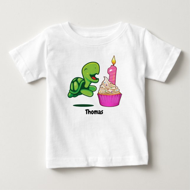 1st Birthday Turtle Baby T-Shirt (Front)