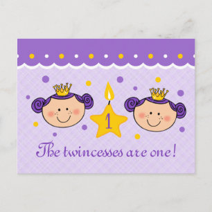 1st Birthday Twincess Invitation Postcard