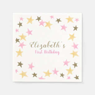 1st Birthday Twinkle Little Star Baby Girl Napkin