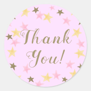 1st Birthday Twinkle Little Star Pink Girl  Classic Round Sticker