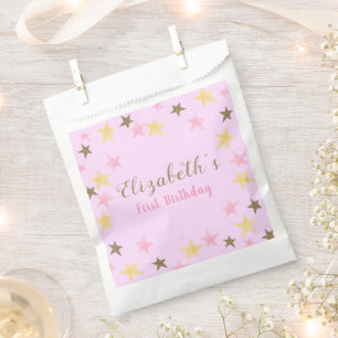 1st Birthday Twinkle Little Star Pink Girl  Favour Bags