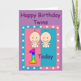 1st Birthday Twins Custom Card